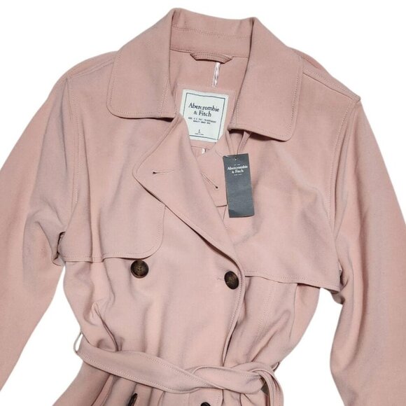 Abercrombie light pink double breasted trenchcoat with belt - Picture 2 of 6